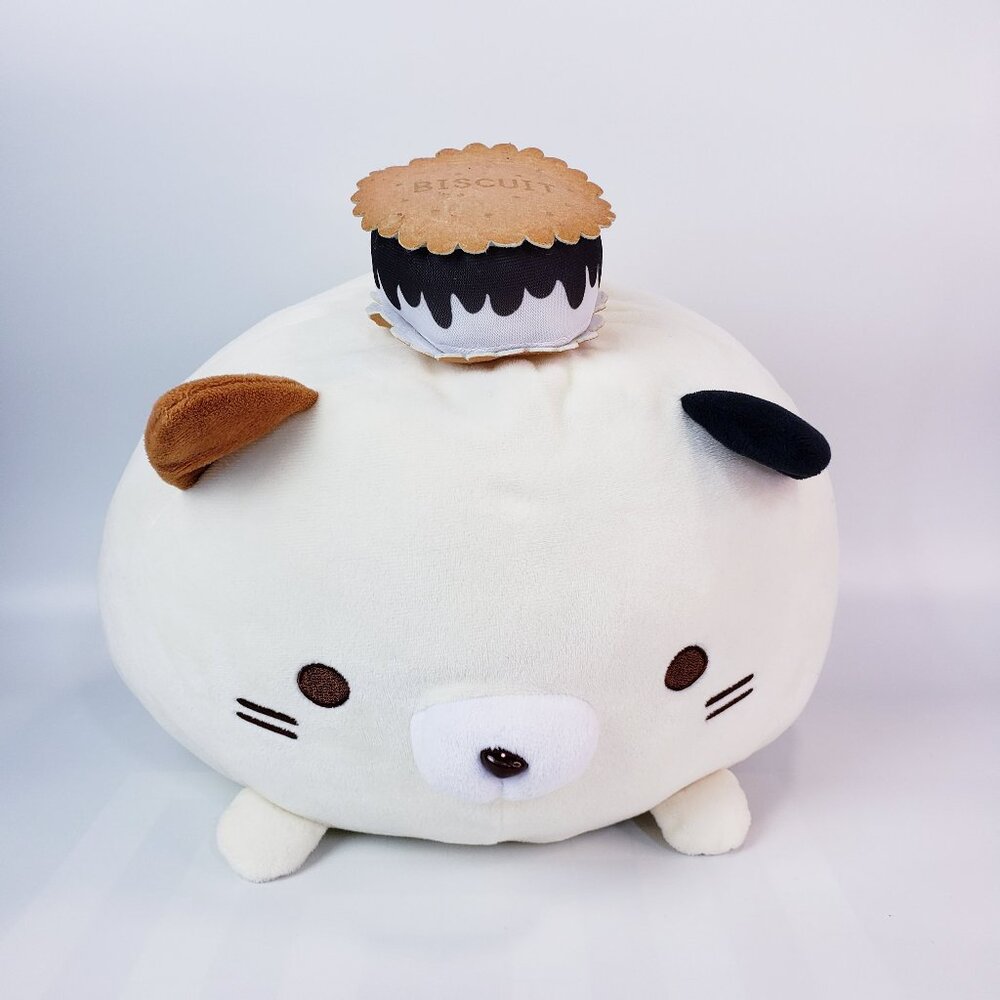 Ichi Trading Plush Cat Round Stuffed Animal Biscuit On Head Soft Pillow Lovey